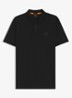 Slim-fit polo van stretchkatoen met logopatch - Zwart