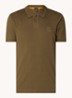 Slim-fit polo van stretchkatoen met logopatch - Mosgroen