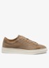 Sneaker van suède met logo  - Donkerbeige