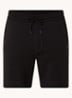 Straight fit korte broek van sweatstof met logopatch - Black-001 / Zwart