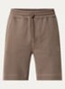 Straight fit korte broek van sweatstof met logopatch - Donkerbeige