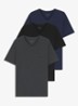 T-shirt met V-hals in 3-pack - Donkerblauw