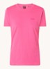 T-shirt van katoenen jersey met logodetail - Bright Purple-526 / Roze