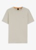 T-shirt van slubkatoen met logodetail - Donkerbeige