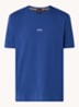 T-shirt van stretchkatoen met contrastlogo - Royalblauw