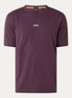 T-shirt van stretchkatoen met contrastlogo - Aubergine