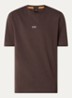 T-shirt van stretchkatoen met contrastlogo - Open Brown-248 / Bruin