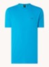T-shirt van stretchkatoen met logodetail - Turquoise/Aqua-442 / Blauw