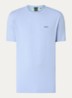 T-shirt van stretchkatoen met logodetail - Kobaltblauw