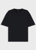 T-shirt van stretchkatoen met logodetail - Donkerblauw