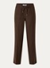 Farina loose fit pantalon van linnen met steekzakken - Donkerbruin