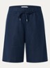 Mel mid waist straight fit korte broek van linnen - Donkerblauw