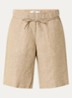Mel mid waist straight fit korte broek van linnen - Zand