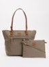Sportina toilettas met print en leren details - Bruin