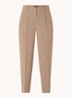 Cindy high waist tapered fit cropped pantalon met plooidetail - Khaki