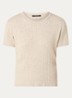 Glenda kabelgebreide T-shirt - Donkerbeige