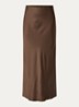 High waist maxi rok van satijn - Donkerbruin