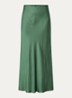 High waist maxi rok van satijn - Donkergroen