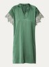 Wenny mini jurk met broderie en vlindermouw - Donkergroen