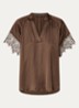 Winy tuniek met broderie en V-hals - Donkerbruin