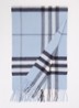 Sjaal van kasjmier met ruitdessin 170 x 30 cm  - Staalblauw