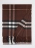 Sjaal van kasjmier met ruitdessin en franjes 170 x 30 cm  - Bruin