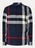 Summerton slim fit overhemd met ruitdessin - Donkerblauw