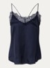 Pia top van satijn met details van kant - Blauw
