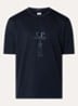 Twisted T-shirt met logoborduring - Donkerblauw