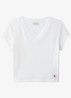 Ribgebreid cropped T-shirt met V-hals - Wit