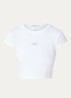 Ribgebreide crop top met logo - Wit