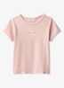 T-shirt met ribstructuur en logo - Roze