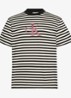 T-shirt met streepprint en logo - Zwart