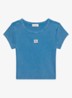 T-shirt met verwassen afwerking - Blauw