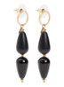 Double Dangling oorstekers verguld - Zwart