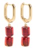 Glass Bead oorringen verguld - Rood