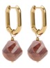 Glass Bead oorringen verguld - Bruin