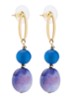 Oval Harmony oorstekers verguld - Blauw