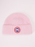 Ribgebreide muts in kasjmierblend met logo - Roze