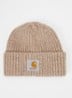Anglistic grofgebreide muts in wolblend met gemêleerd dessin - Beige