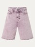 High waist wide fit korte broek van denim met donkere wassing - Aubergine