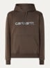 Hoodie met logoborduring - Donkerbruin