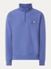 Sweater met halve rits en logoborduring - Blauw