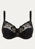Majestic beugel bh van mesh met borduring - Zwart
