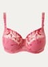 Majestic beugel bh van mesh met borduring - Neonroze