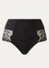 Majestic high waisted hipster met bloemborduring - Zwart