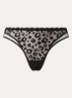 Tanga van mesh met panterprint - Zwart