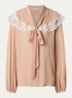 Blouse van zijde met details van kant - Zalmroze