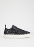 Lauren sneaker van kant met kalfsleren details - Zwart