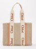 Woody Medium shopper van canvas met kalfsleren details - Lichtoranje